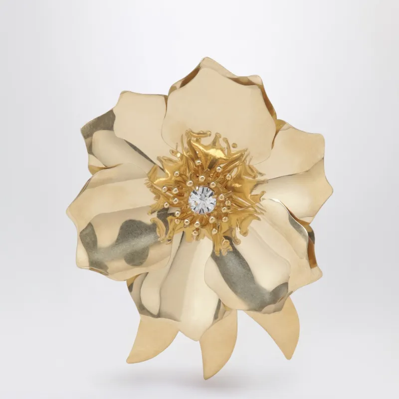 Gold-Tone Metal Brooch With Crystal made by Miu Miu