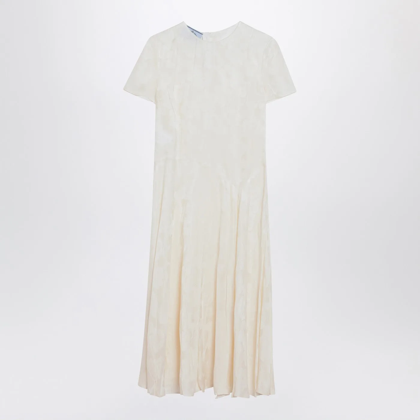 Ivory Dress In Damask Silk Blend sold by Wanan Luxury