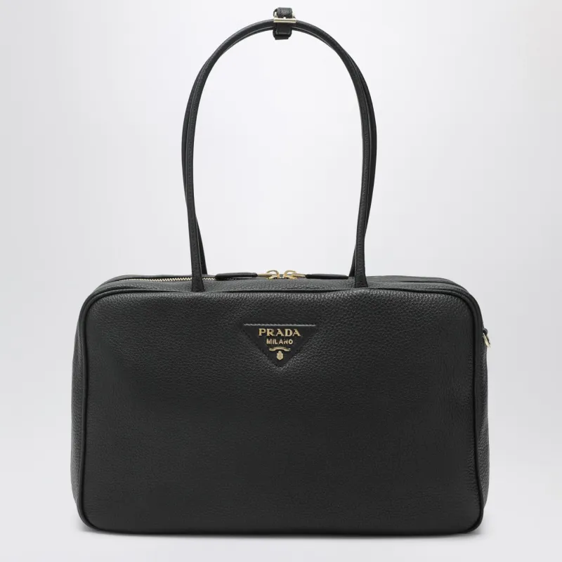 Large Duffle Bag In Black Leather made by Prada
