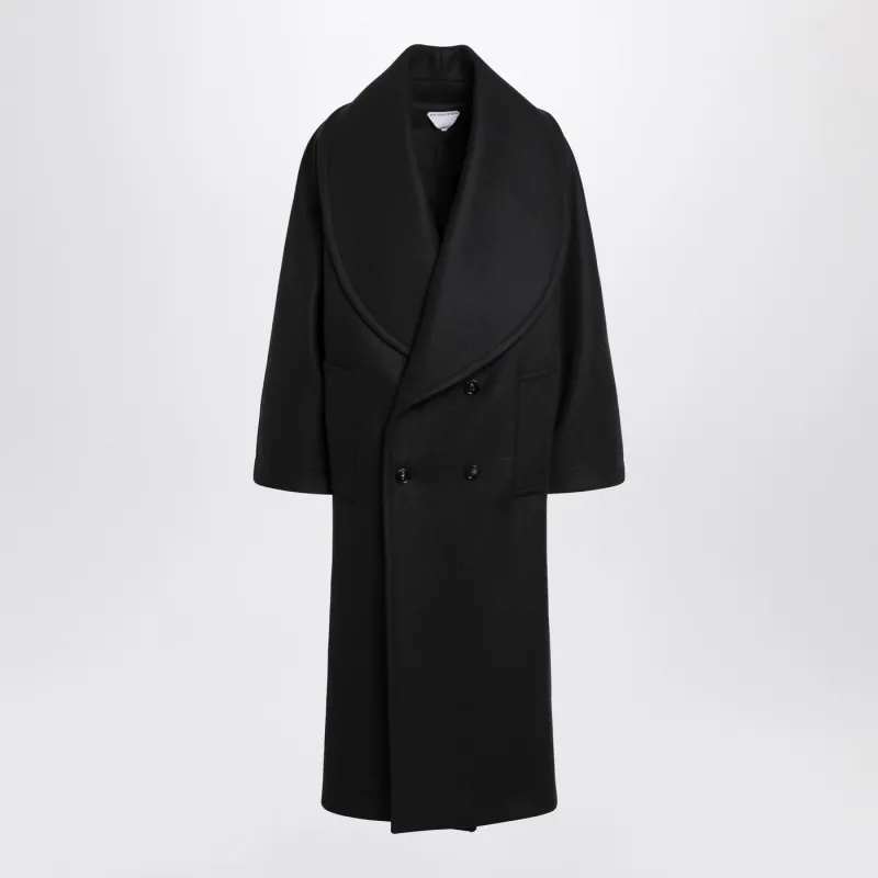 Black Wool Double-Breasted Coat made by Bottega Veneta