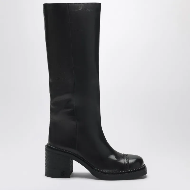 Black Leather Boots made by Miu Miu