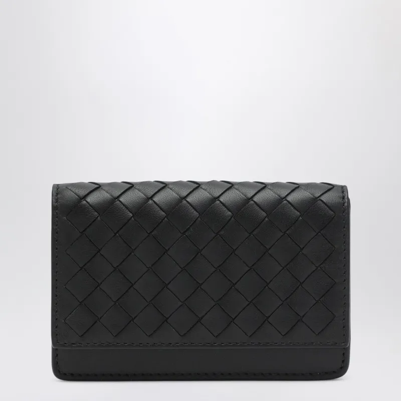 Small Black Intrecciato Continental Wallet made by Bottega Veneta