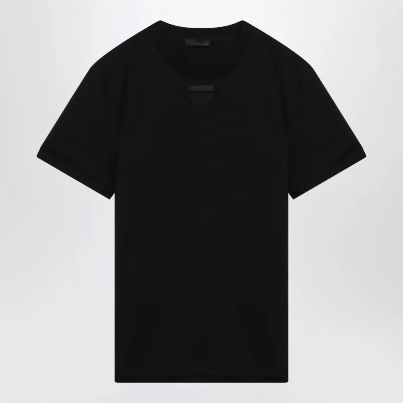 Black Cotton T-Shirt made by Prada