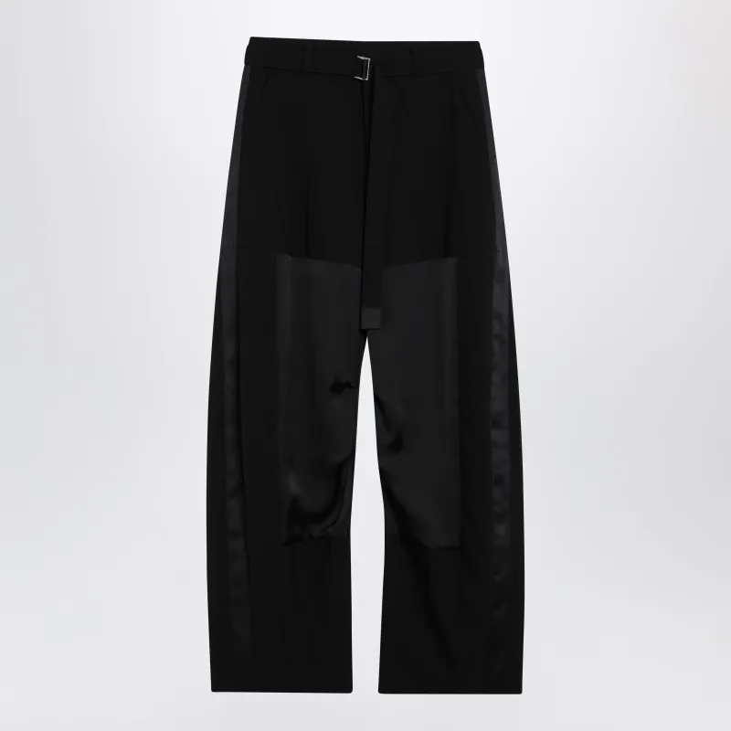 Wide-Leg Wool Trousers With Panels And Belt made by Sacai