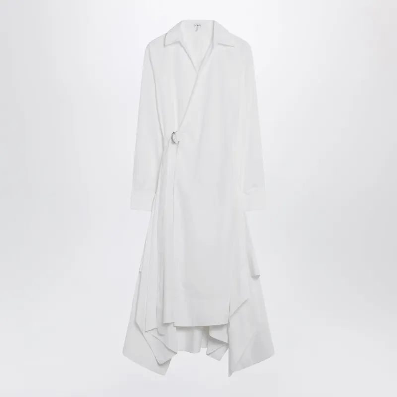 White Draped Silk Dress made by Loewe