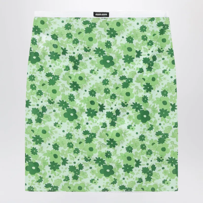 Green Skirt With Floral Pattern made by Miu Miu