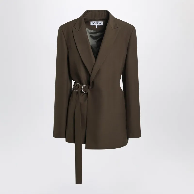 Khaki Green Double-Breasted Wool Jacket made by Loewe