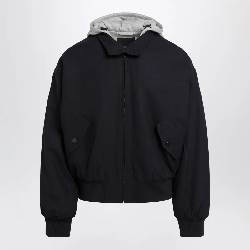 Navy Wool Hooded Jacket made by Prada