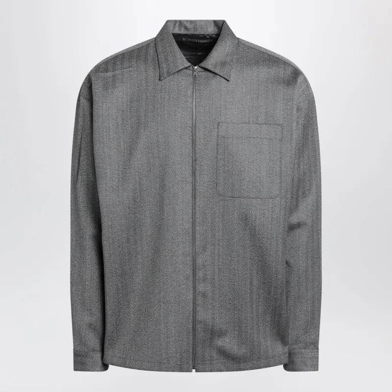 Gray Wool Overshirt With Zip made by Prada