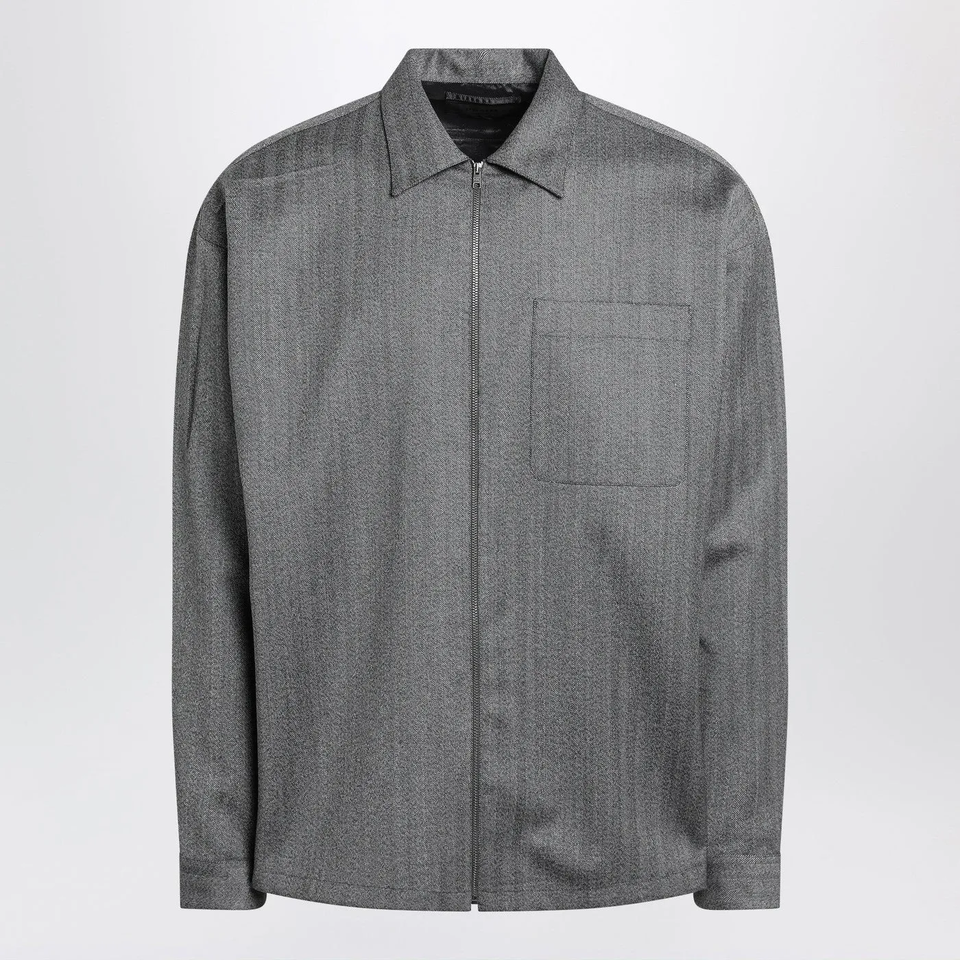 Gray Wool Overshirt With Zip sold by Wanan Luxury