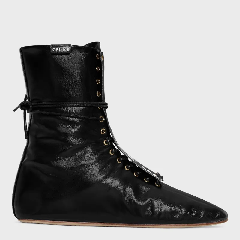 Ballet High Lace-Up Boot In Lambskin Black made by Celine