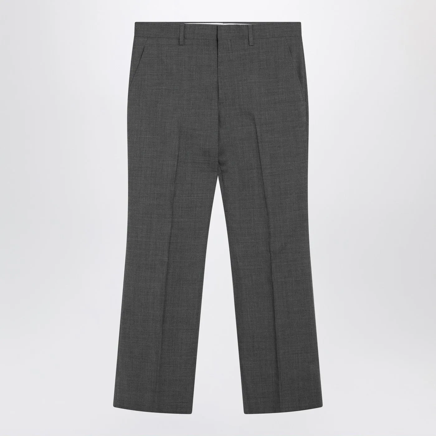 Grey Flared Wool Trousers sold by Wanan Luxury