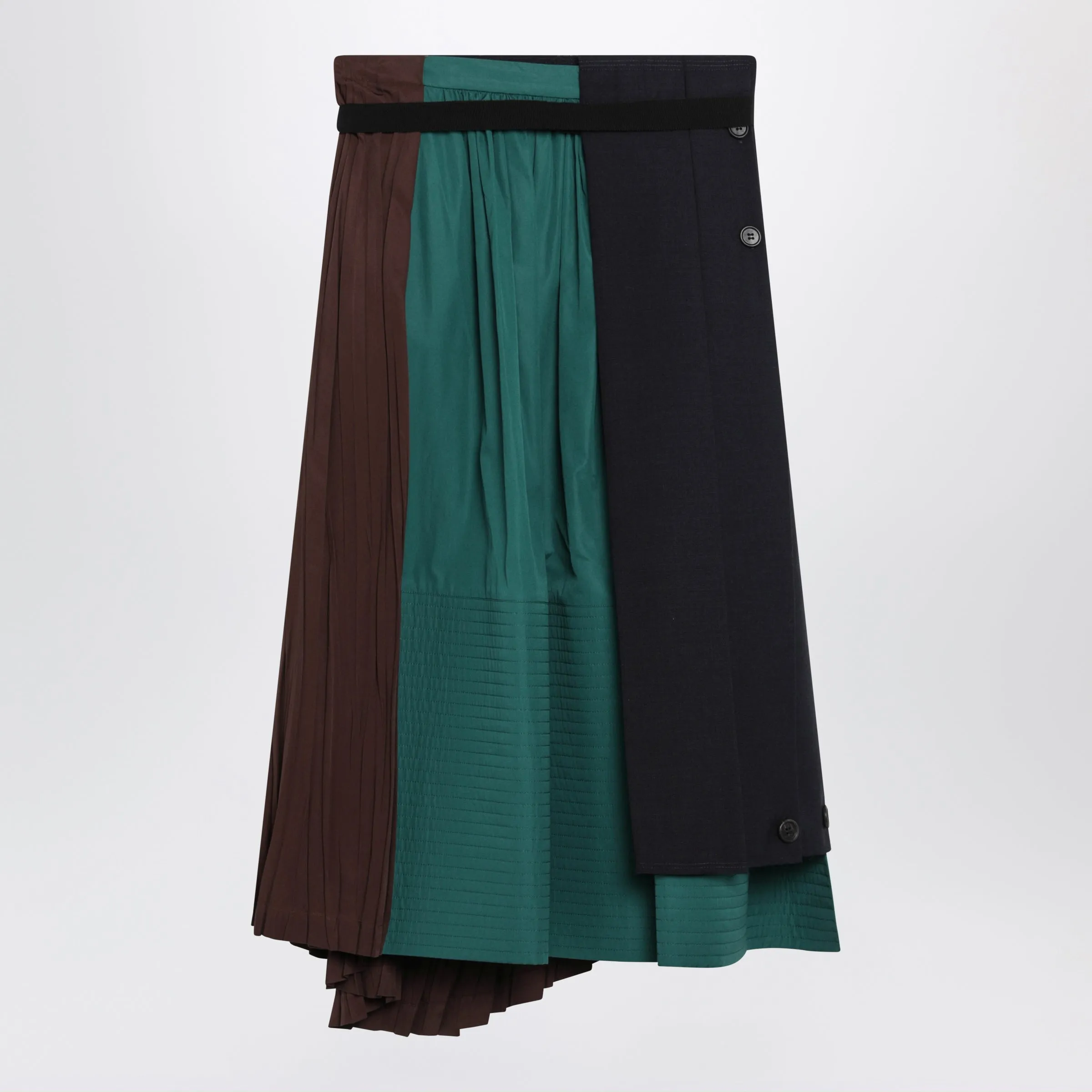 Asymmetric Patchwork Skirt In Virgin Wool, Blue sold by Wanan Luxury product image thumbnail 2