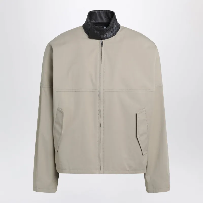 Beige Cotton Jacket With Intrecciato Collar made by Bottega Veneta