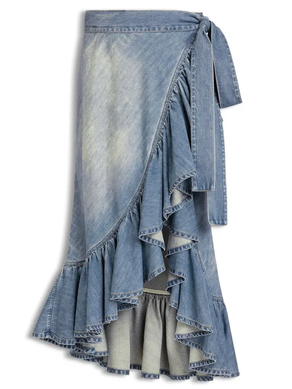 Ruffle Denim Skirt made by Alaia
