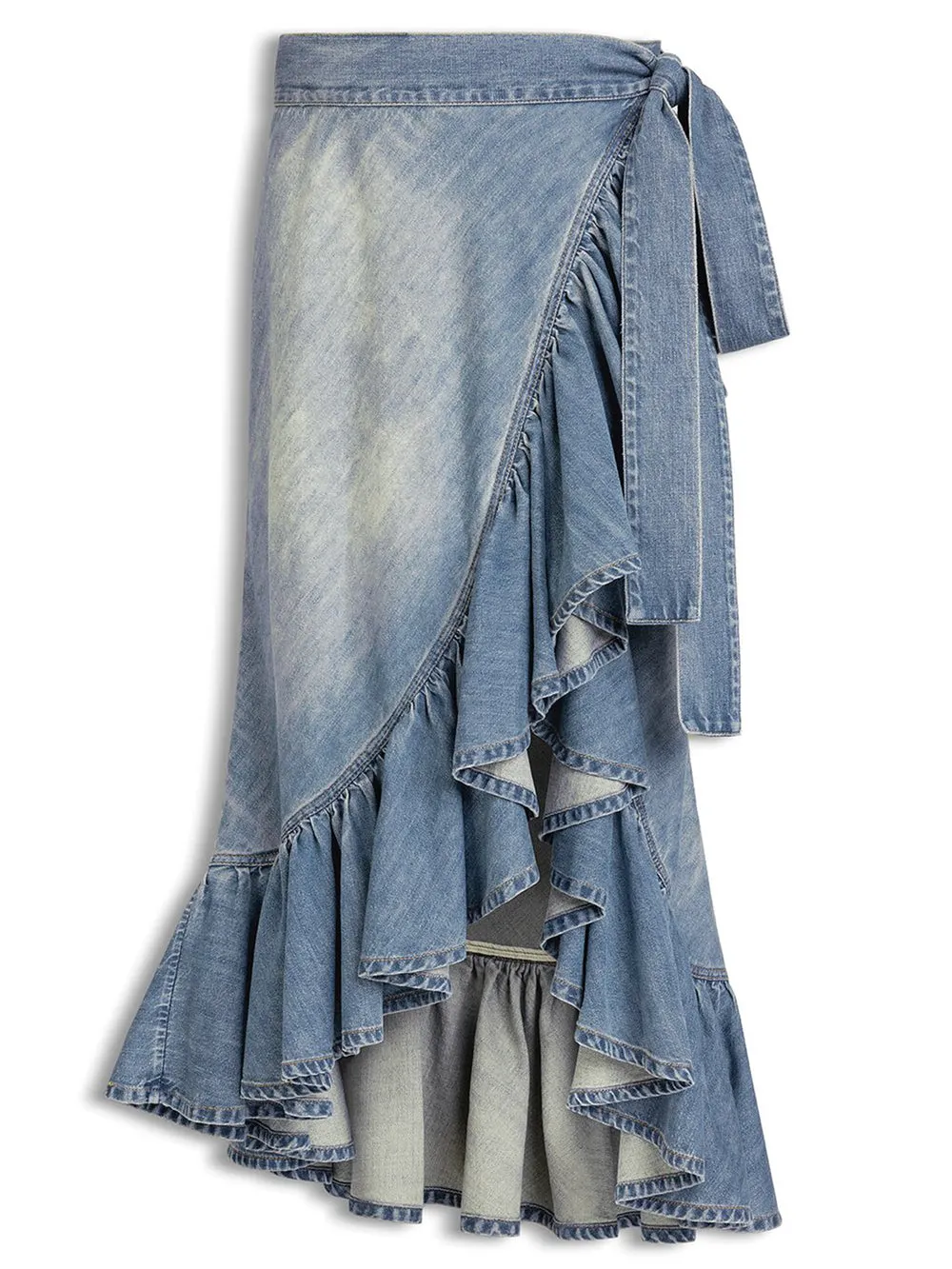 Ruffle Denim Skirt sold by Wanan Luxury