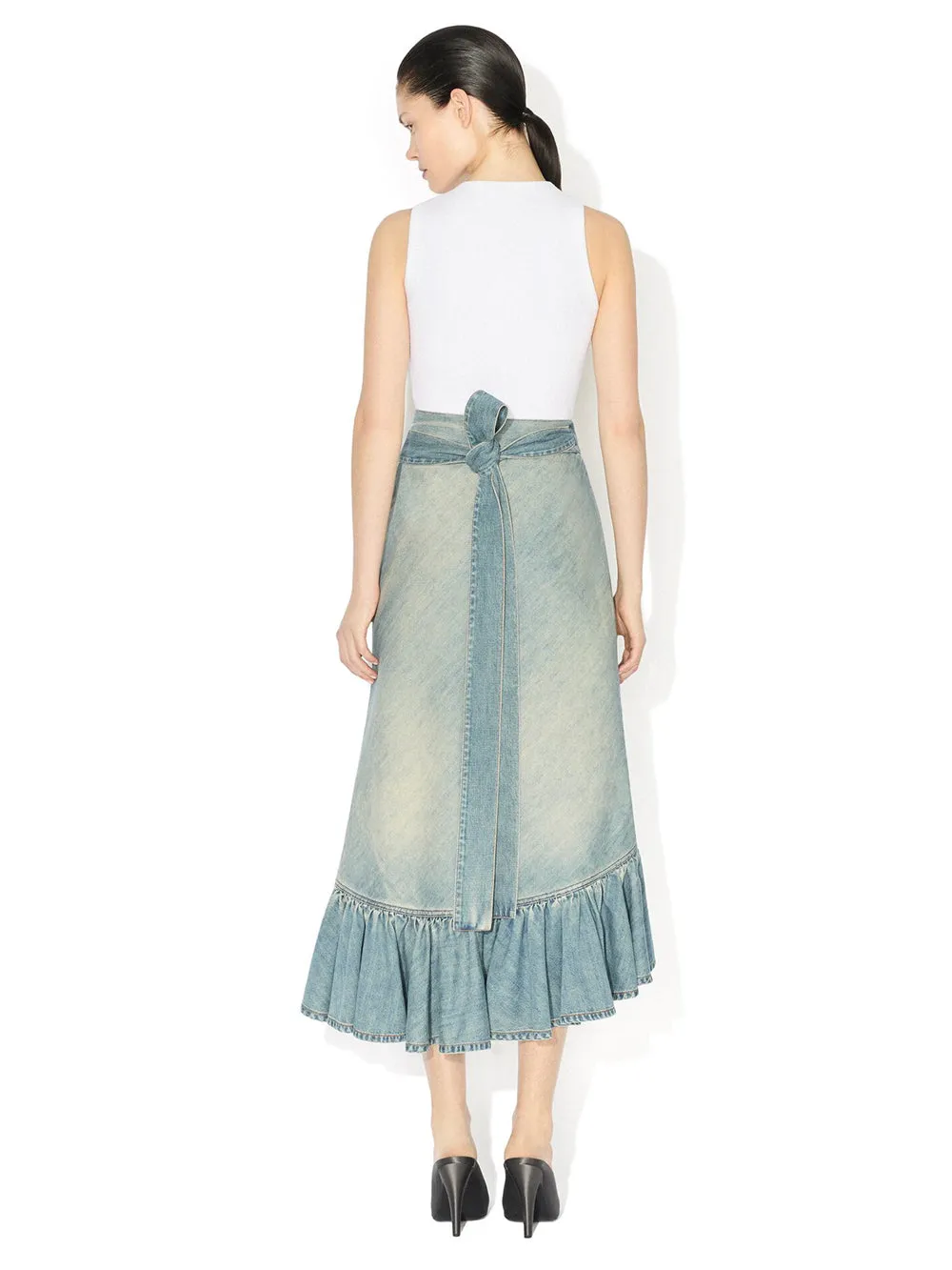 Ruffle Denim Skirt sold by Wanan Luxury product image thumbnail 3