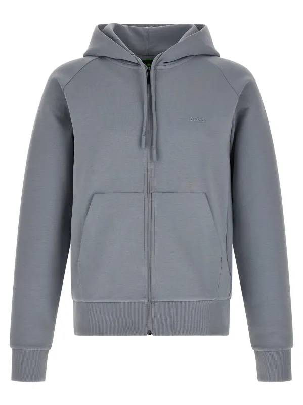 Cotton Hoodie Sweatshirt Gray made by Hugo Boss