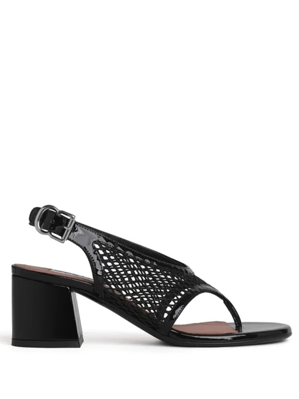 Mesh And Patent Leather Heeled Sandals made by Alaia