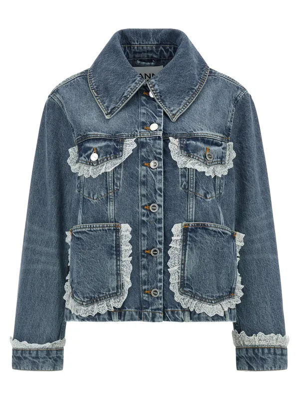 Denim And Lace Jacket Blue made by Ganni