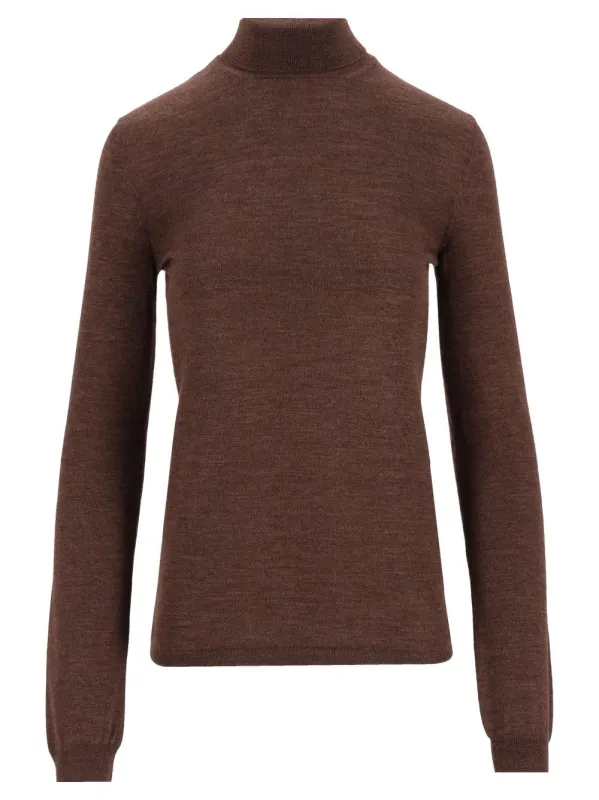 Wool And Silk Turtleneck Knitwear Brown made by Maison Margiela