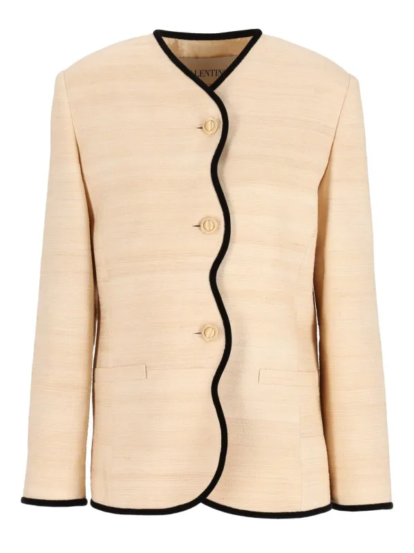 Silk And Linen Blazer Jackets White made by Valentino Garavani