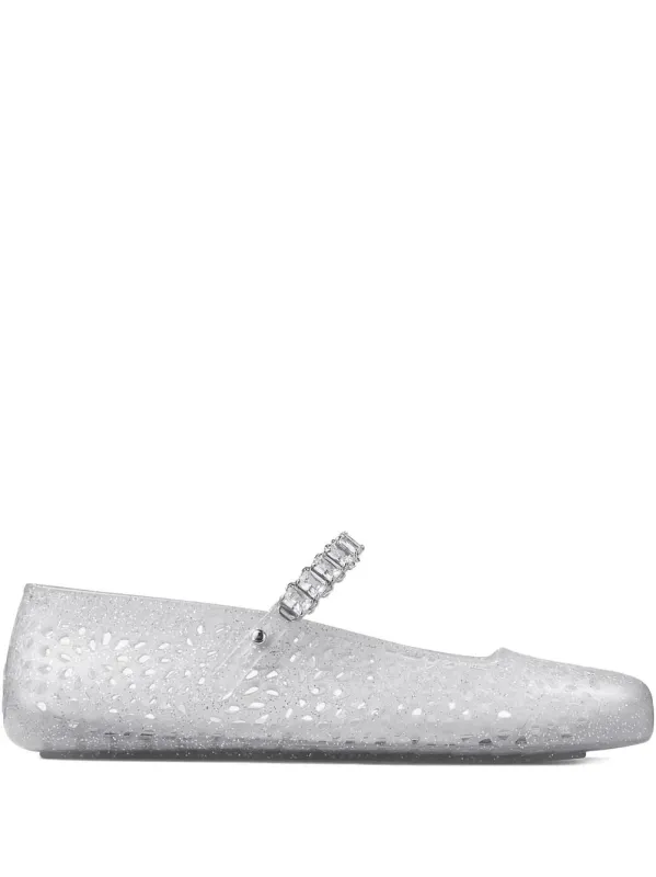 Clear Jelly Ballerina Flats With Crystal Embellishment made by Jimmy Choo