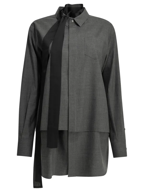 Short Wool Shirtdress Dresses Grey made by Sacai