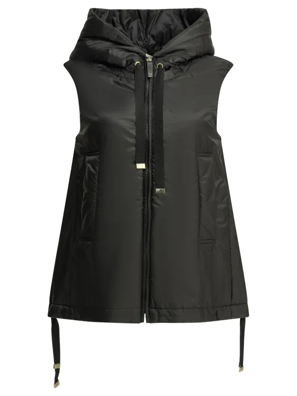 Water-Repellent Sleeveless Jacket Black made by Wanan Luxury