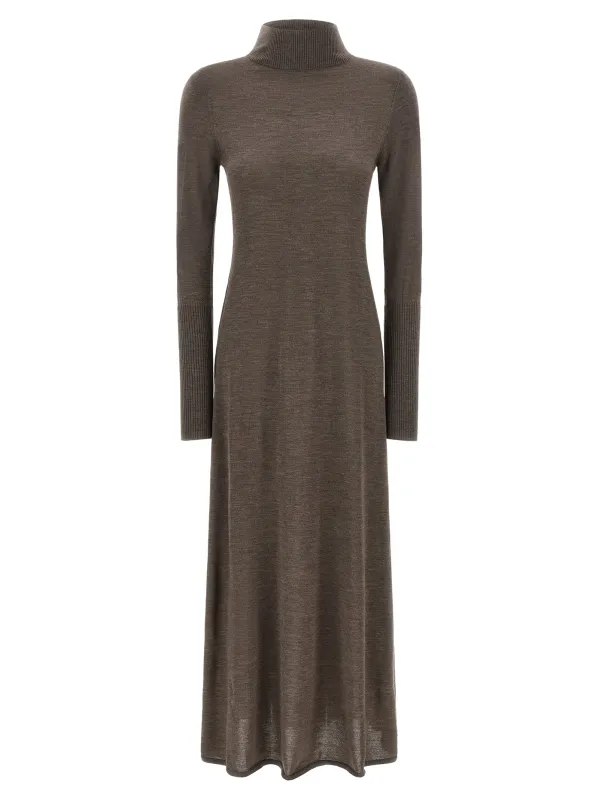Turtleneck Dress Beige made by Pinko