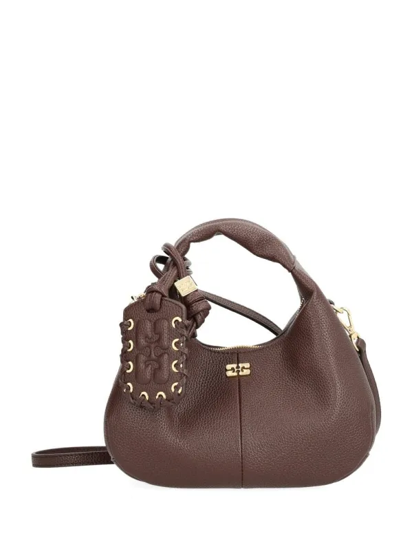 Mini Shoulder Bag With Grained Finish Handbags Brown made by Ganni