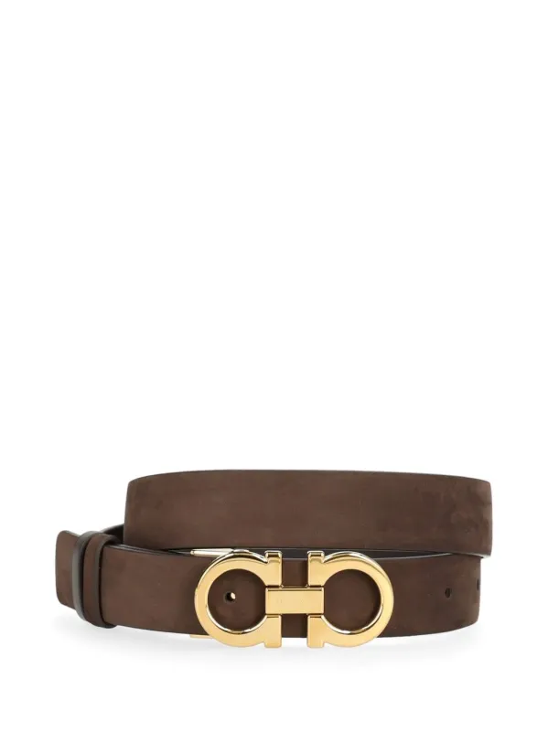 Reversible And Adjustable Gancini Belt Belts Brown made by Salvatore Ferragamo