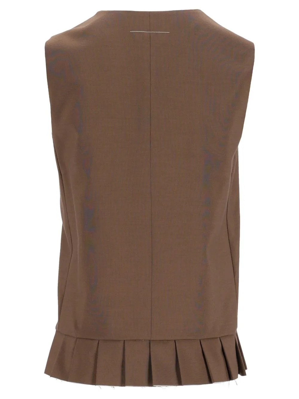 Sleeveless Pleated Bodice In Wool Blend Tops Brown sold by Wanan Luxury product image thumbnail 2