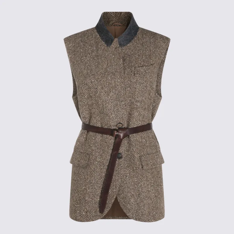 Jackets Camel/Nero made by Brunello Cucinelli