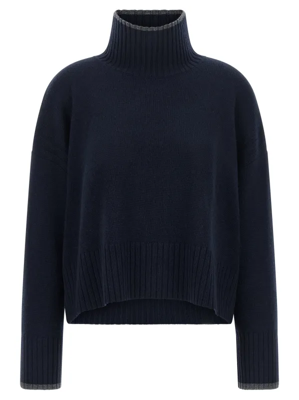 Turtle-Neck Sweater Blue made by Pinko
