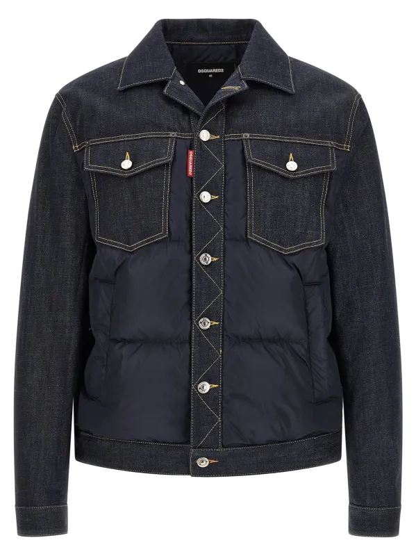 Hybrid Puffer Jackets Blue made by DSQUARED2