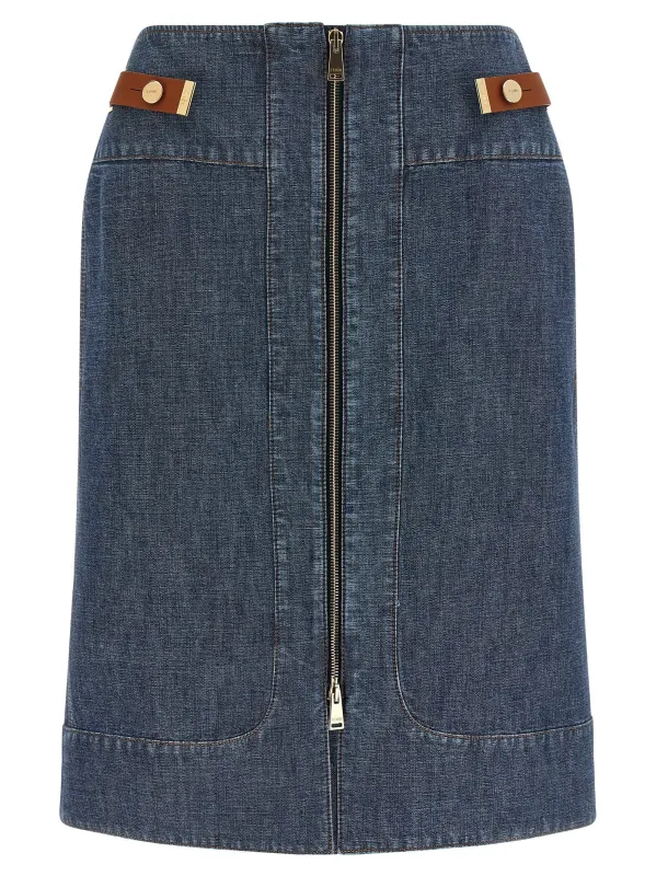 Chambray Denim Skirt Blue made by Fendi
