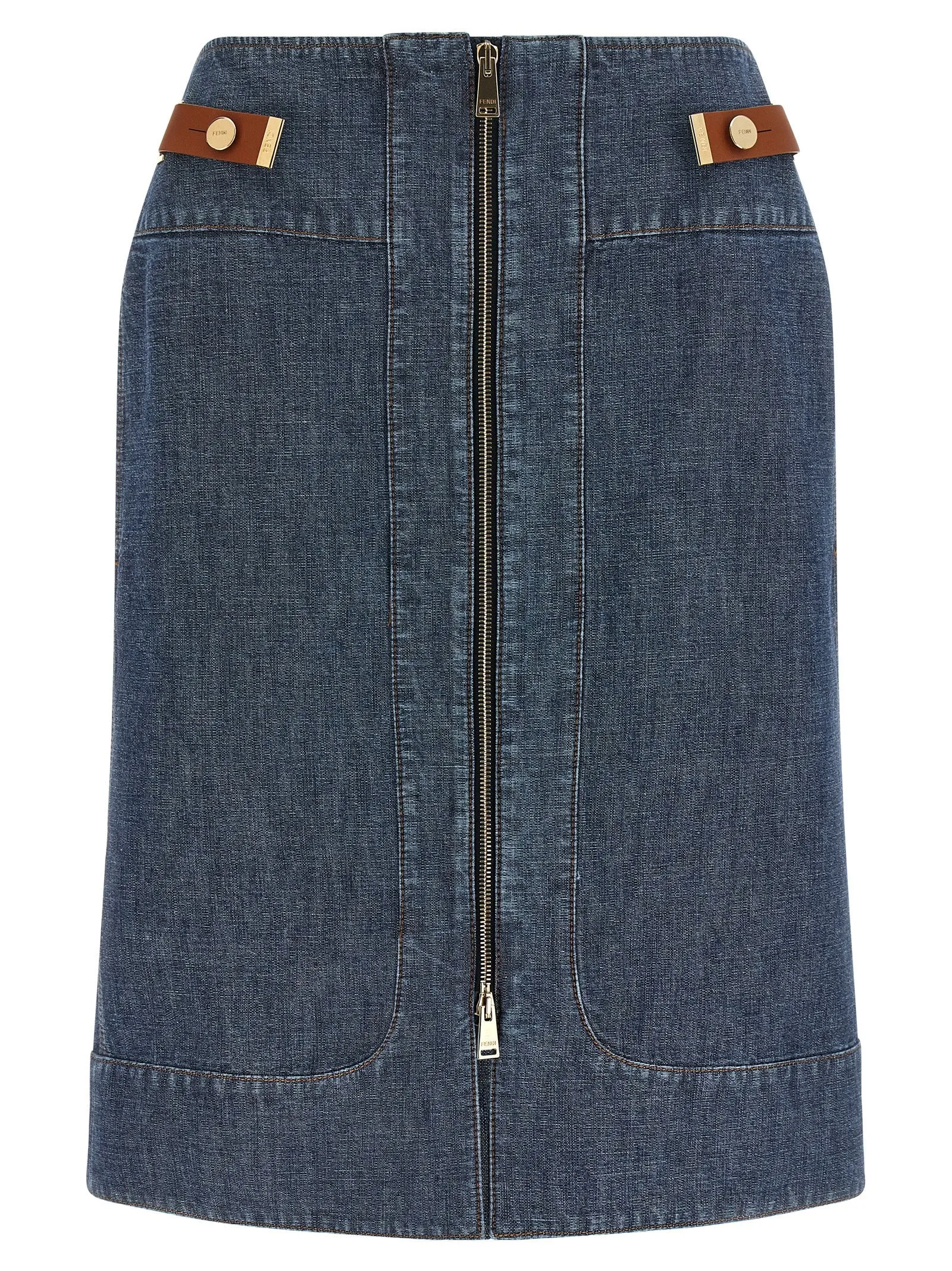 Chambray Denim Skirt Blue sold by Wanan Luxury