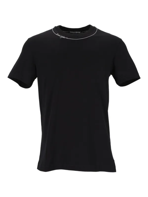 Cotton With Embroidery T-Shirt Black made by Dolce & Gabanna