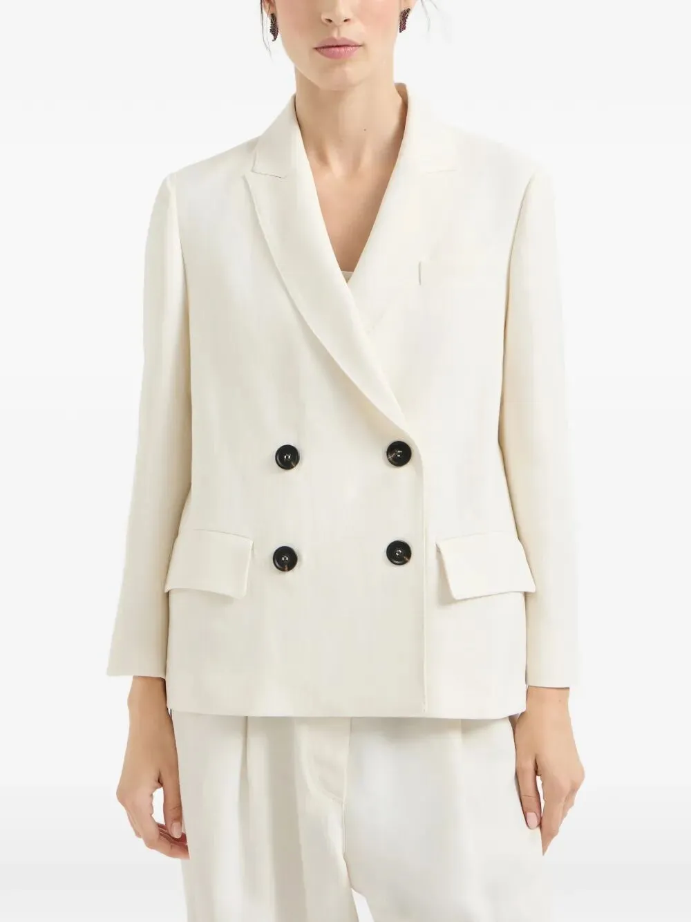 Fluid Viscose And Linen Twill Jacket With Monile sold by Wanan Luxury product image thumbnail 4
