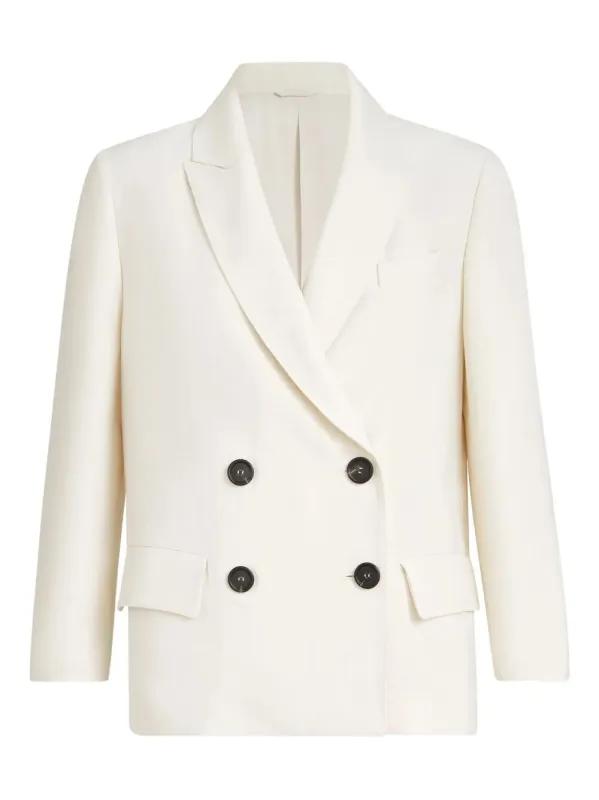Fluid Viscose And Linen Twill Jacket With Monile made by Brunello Cucinelli
