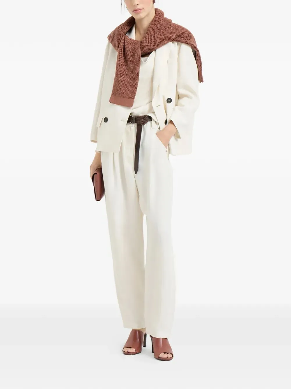 Fluid Viscose And Linen Twill Jacket With Monile sold by Wanan Luxury product image thumbnail 2
