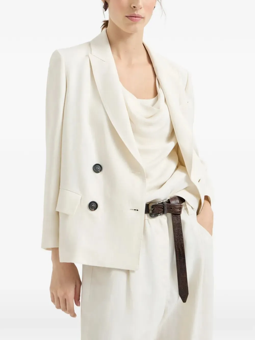 Fluid Viscose And Linen Twill Jacket With Monile sold by Wanan Luxury product image thumbnail 3