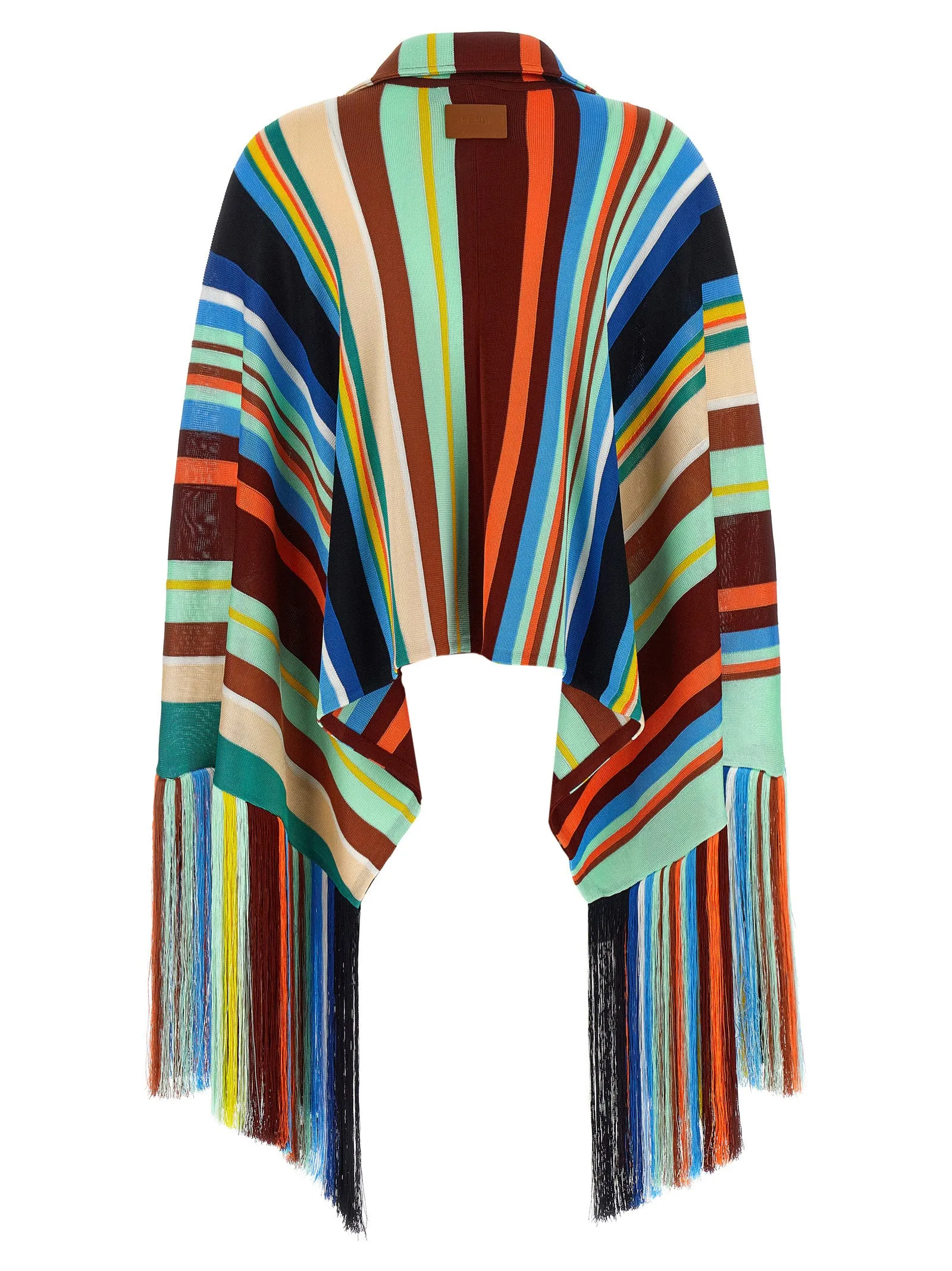 Striped Poncho With Fringes Capes Multicolor sold by Wanan Luxury product image thumbnail 2