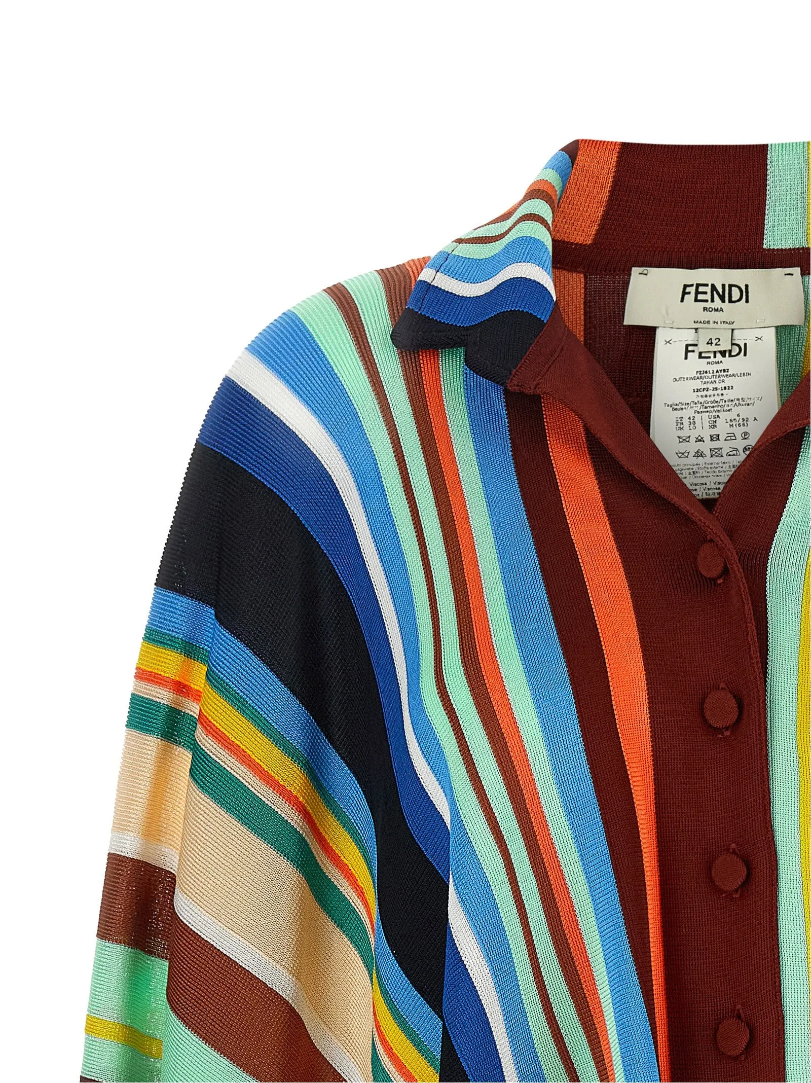 Striped Poncho With Fringes Capes Multicolor sold by Wanan Luxury product image thumbnail 3