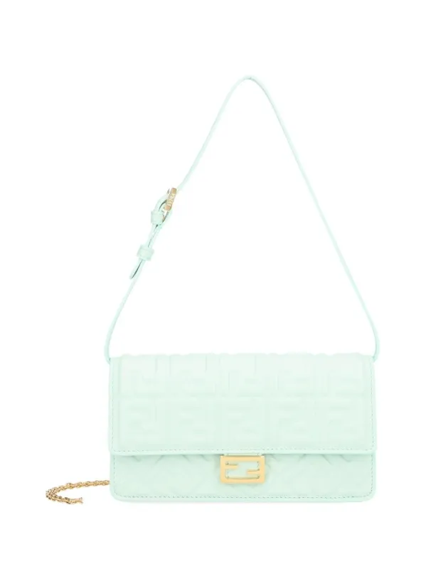 Baguette Chain Wallet Handbags Green made by Fendi