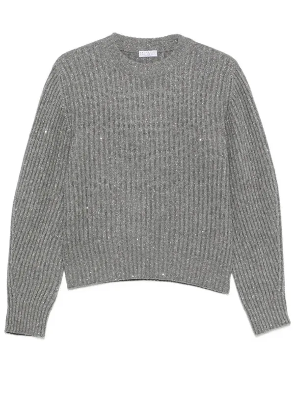 Sparkling & Dazzling Cashmere And Wool Ribbed Sweater made by Brunello Cucinelli