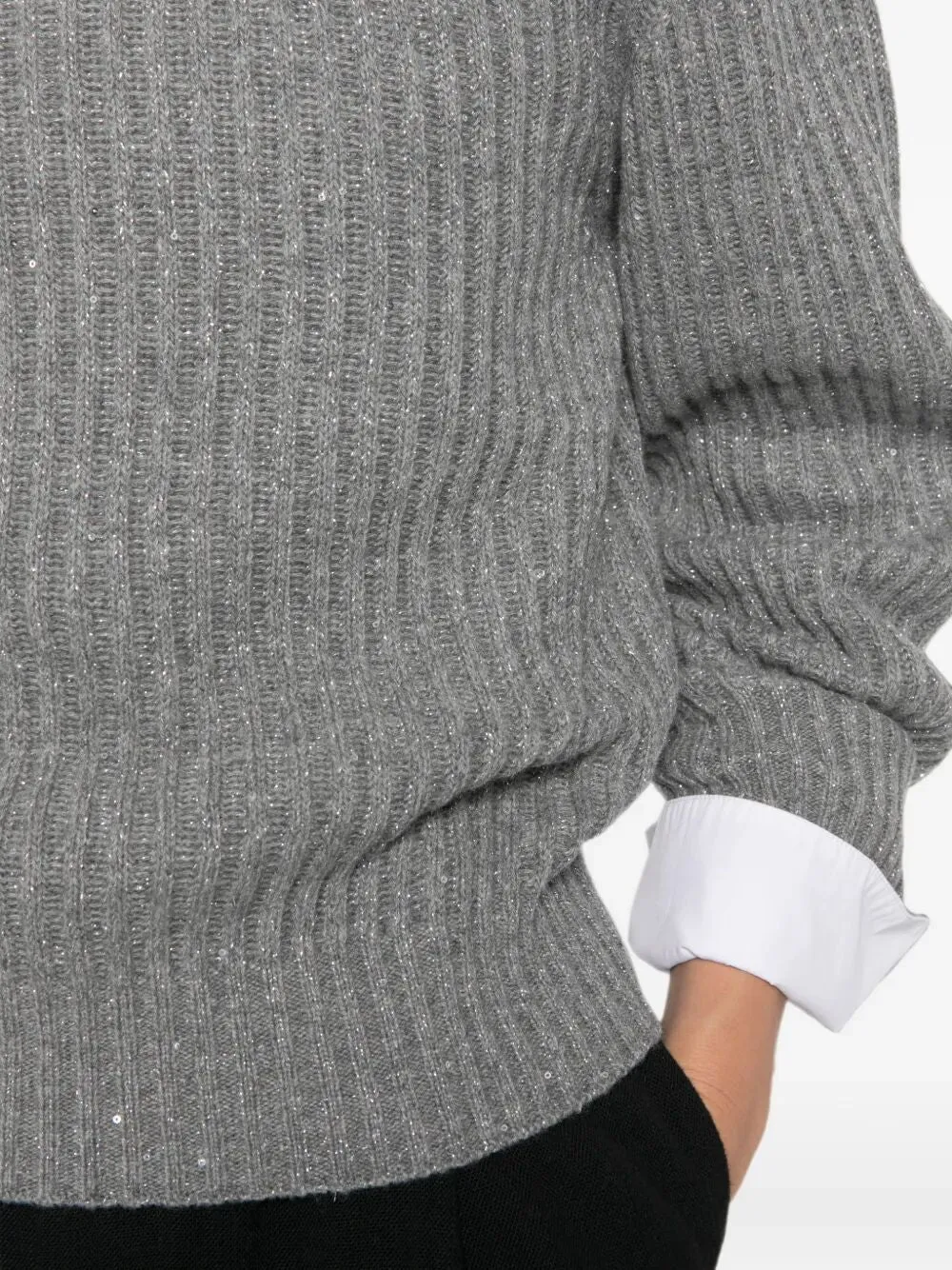 Sparkling & Dazzling Cashmere And Wool Ribbed Sweater sold by Wanan Luxury product image thumbnail 3