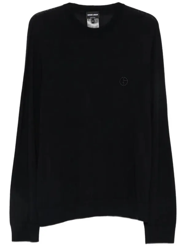 Logo Embroidered Wool Sweater made by Giorgio Armani