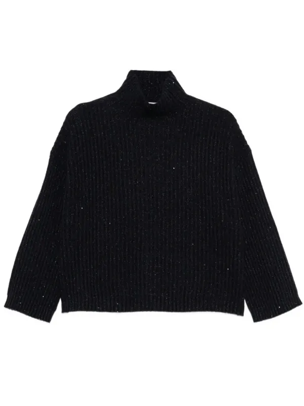 Sequin-Embellished Ribbed Cashmere Turtleneck made by Brunello Cucinelli